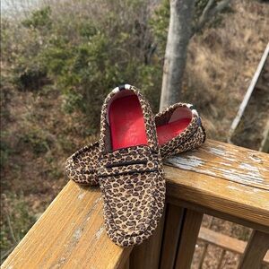 Rothy’s Leopard Print Slip-On Loafers with Red Insoles